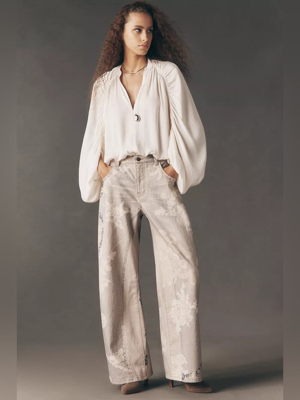 Pilcro High-Rise Puddle Curve Patterned Jeans